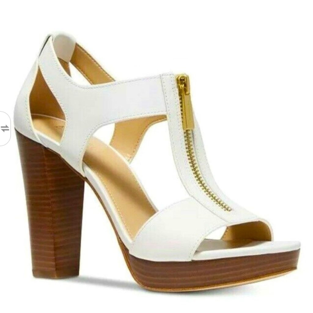 Michael Kors Berkley T-Strap Stacked Heel Size 10